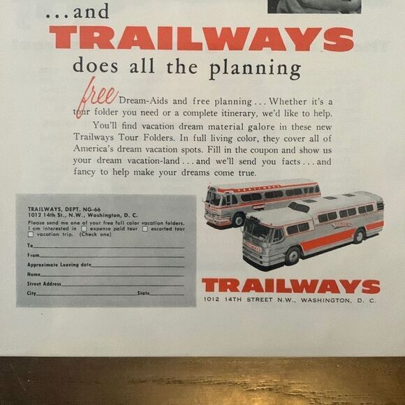 Vintage 1956 Trailways Bus Dream Aids Advertisement Ad Advertising - Picture 7 of 7